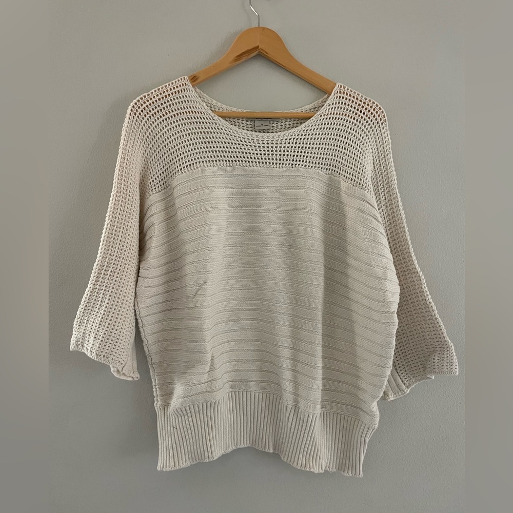 Bob Timberlake Cream Knit 3/4 Sleeve Sweater